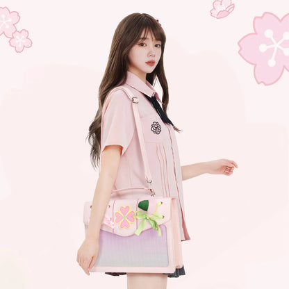 Display Window Tote Bag with Ribbon Accents Detachable Shoulder Strap Design