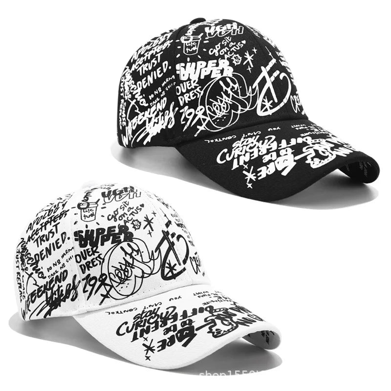 Abstract Graphic Print Adjustable Baseball Cap for Contemporary Streetwear Everyday Casual Fashion Style