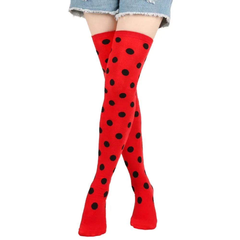 Polka Dot Over-the-Knee Socks with Soft Jacquard Knit for Casual Y2K Fashion