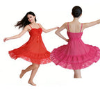 Vibrant Red Sheer Chiffon Babydoll with Ruffled Bust and Lace Hem
