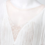 Sleeveless Fringe Maxi Dress with Deep V-Neck and Statement Movement