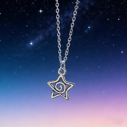 Y2K Swirl Star Pendant Necklace Celestial Alternative Fashion Jewelry