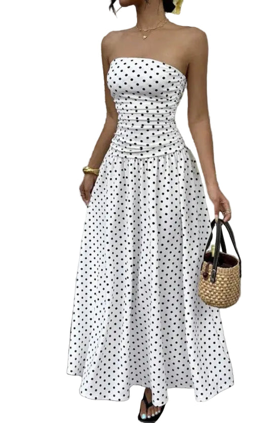 Vintage Polka Dot Midi Dress with Elegant Alternative Fashion Silhouette