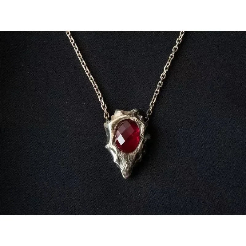 Crimson Eye Pendant Necklace for Dark Fantasy Gothic Alternative Styling