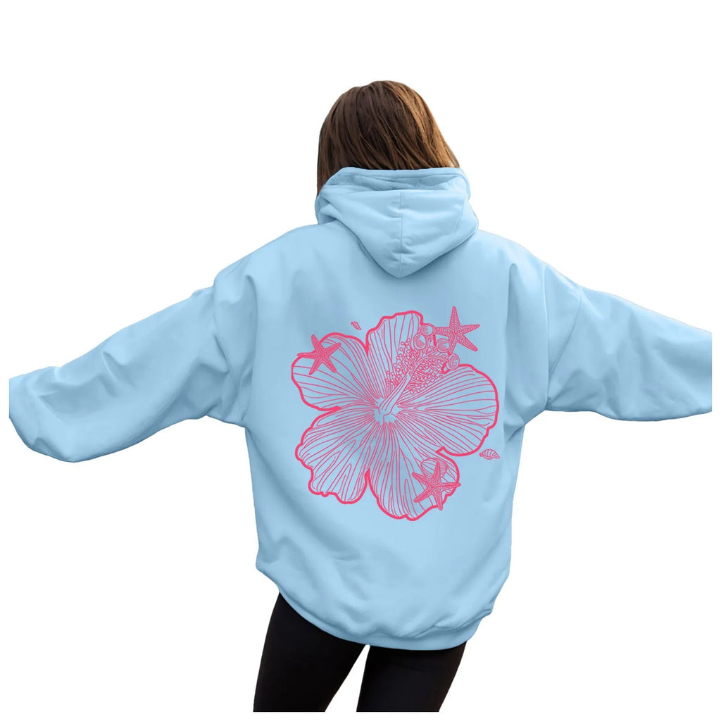 Women's Oversized Floral Graphic Pullover Hoodie Relaxed Casual Streetwear Sweatshirt for Everyday Wear