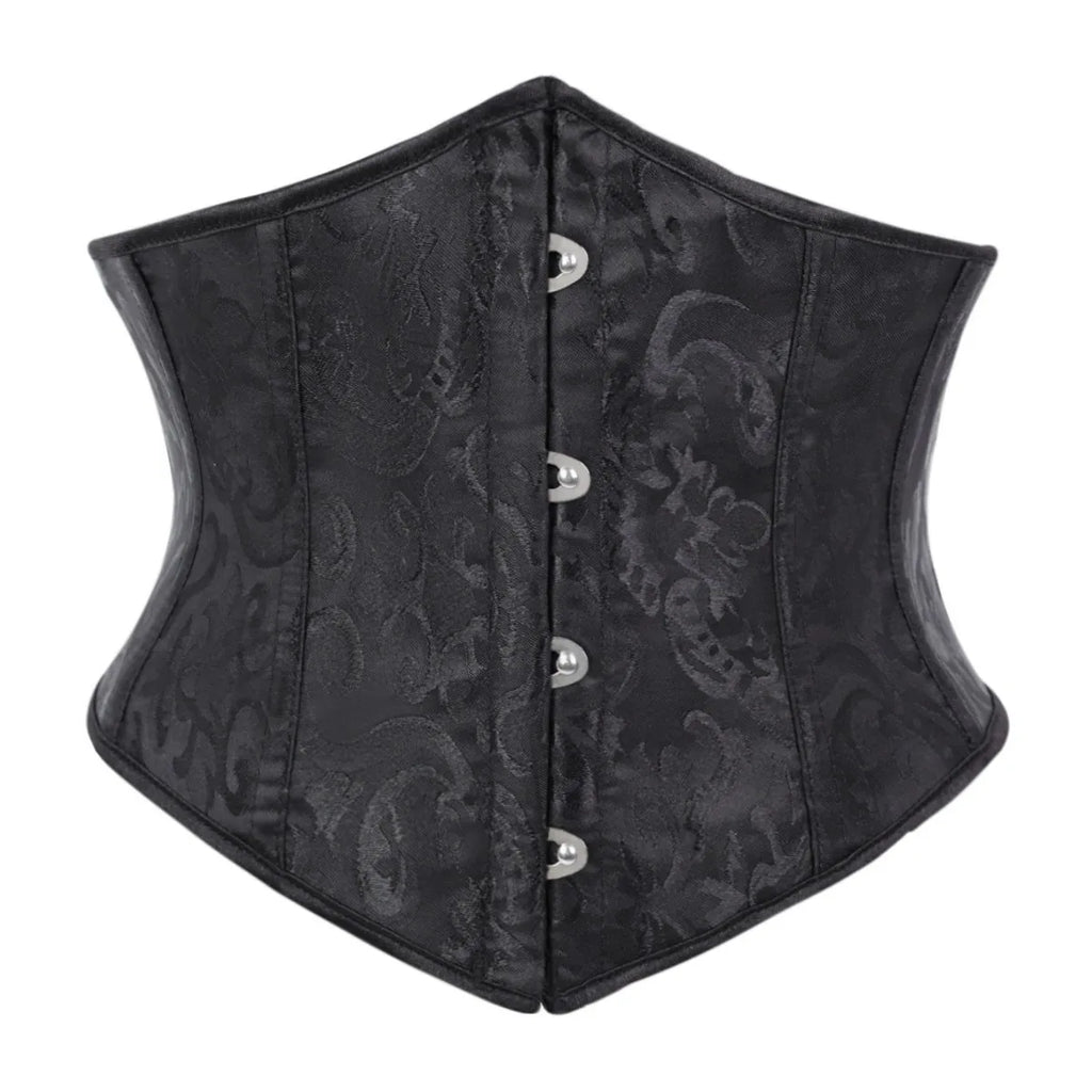 Elegant White Floral Jacquard Underbust Corset Waist Cincher