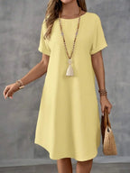 Relaxed Short Sleeve A-Line Mini Dress for Effortless Everyday Styling