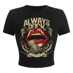 Graphic Artwork Crop Tee with Fitted Silhouette and Alternative Streetwear Appeal