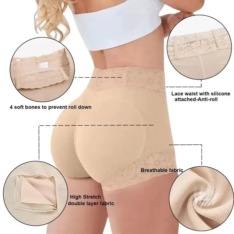 High-Waisted Lace-Trimmed Shaping Panty with Contour Rear Paneling