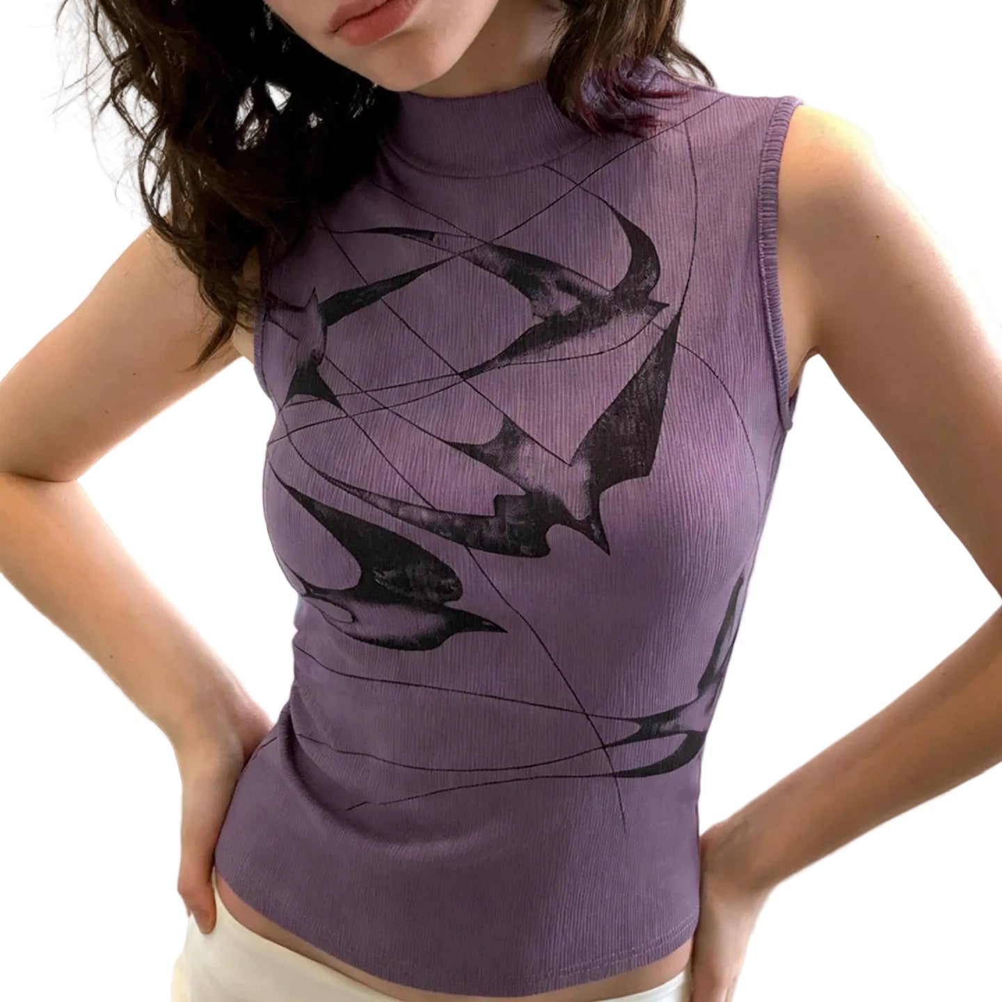 Vintage Inspired Graphic Print Tank Top with Slim Fit Contemporary Streetwear Style