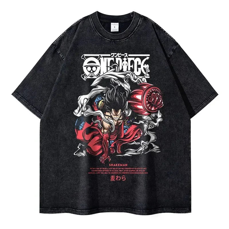 Vintage Anime-Inspired Manga Warrior Streetwear Oversized Cotton Graphic T-Shirt