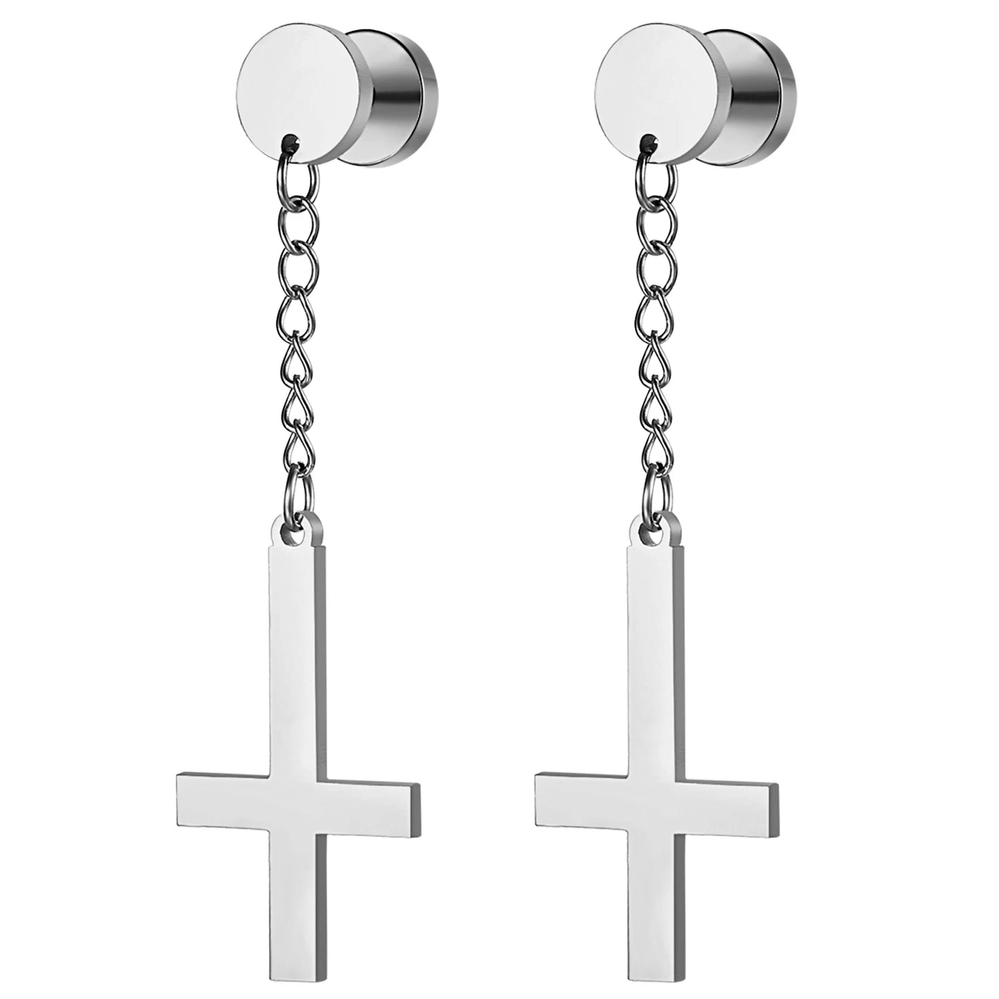 Gothic Cross Hoop Earrings for Punk and Alternative Statement Styling