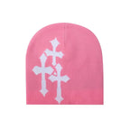 Abstract Graphic Polyester Knit Beanie for Modern Streetwear Casual Winter Everyday Fashion Style