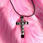 Studded Cross Pendant Necklace for Punk Grunge and Alternative Fashion Styling
