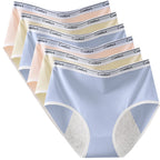 Six-Piece High-Waisted Menstrual Brief Set with Striped Waistbands