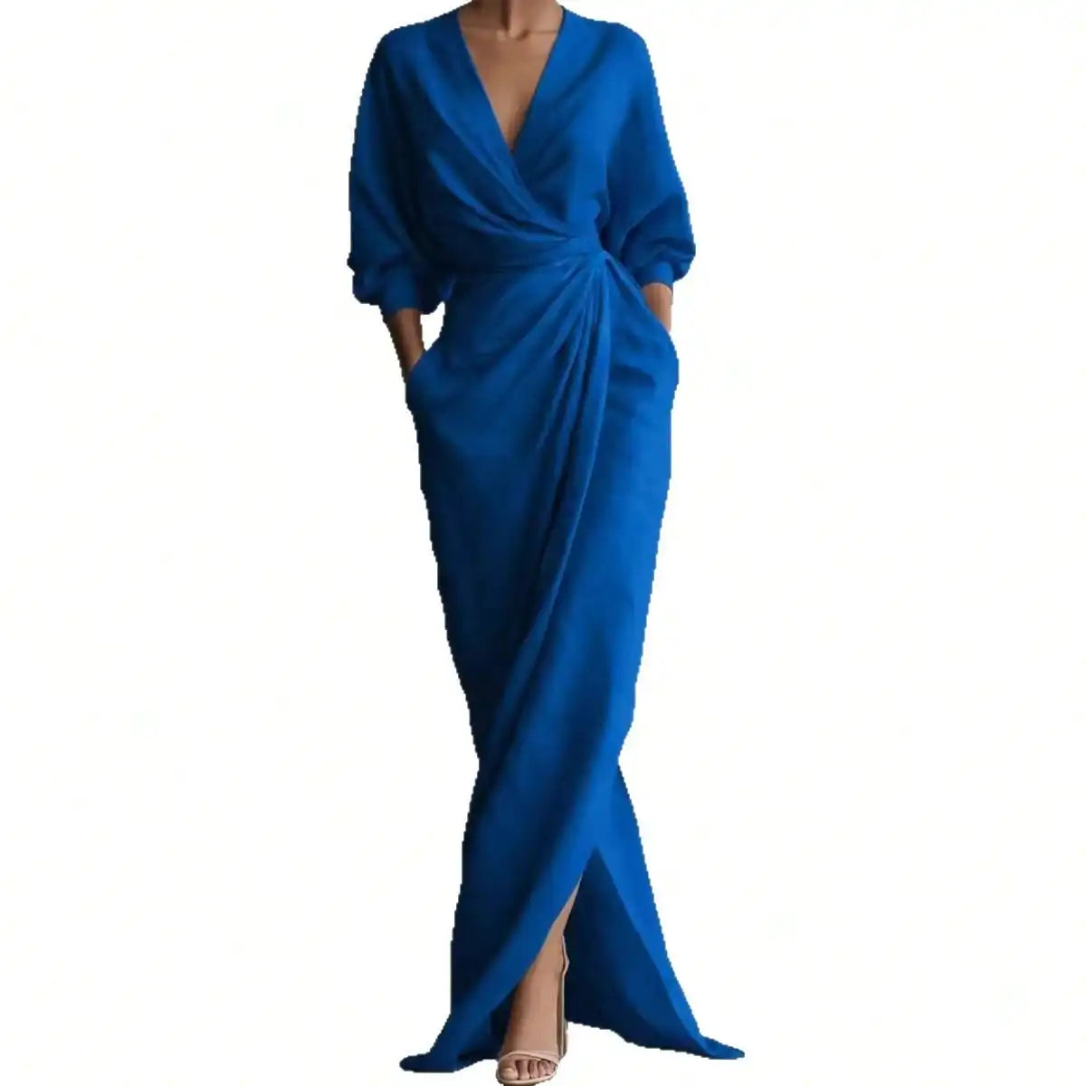 Minimalist Draped Maxi Dress with Relaxed Elegant Fashion Styling