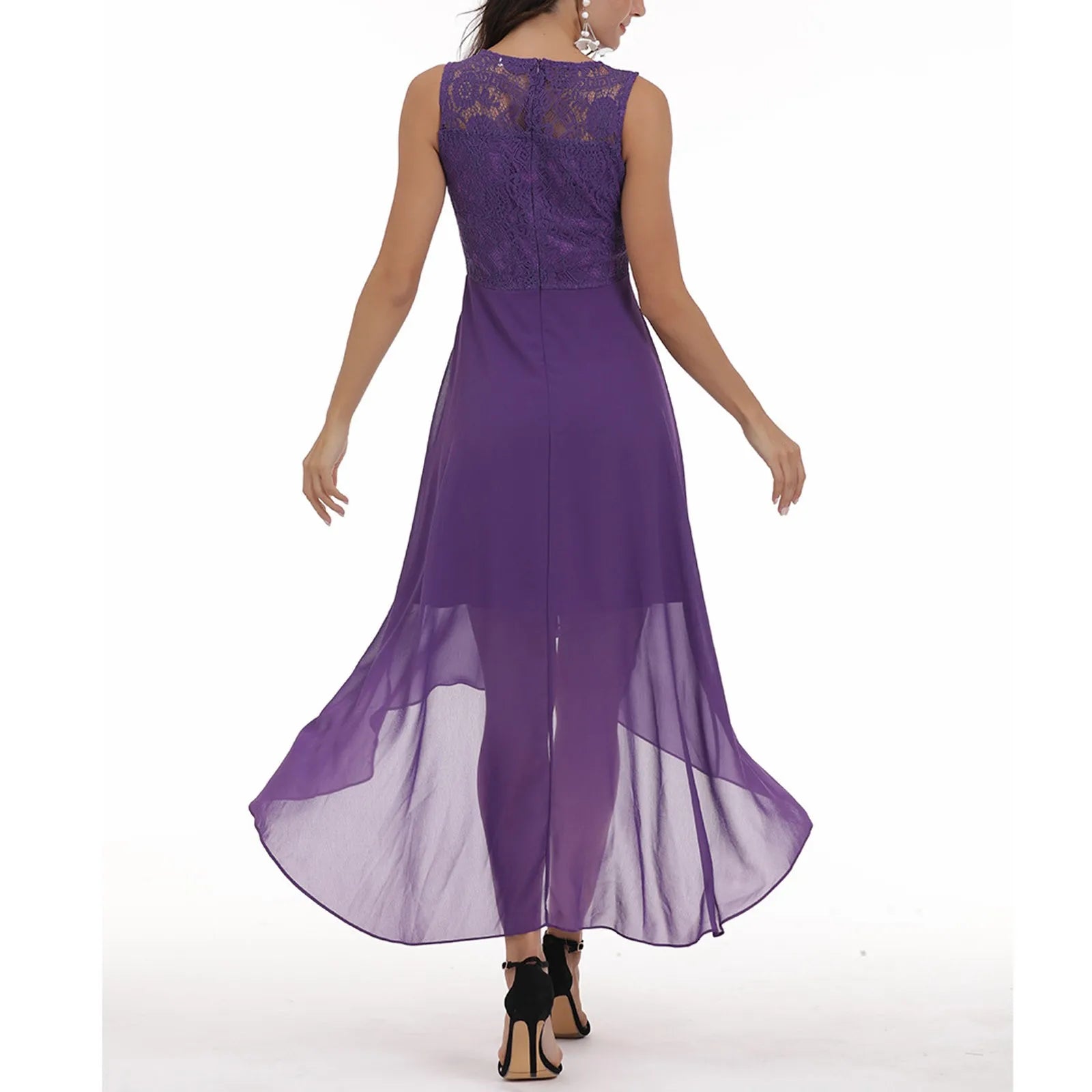 Sleeveless High Low Midi Dress With Soft Flowing Movement