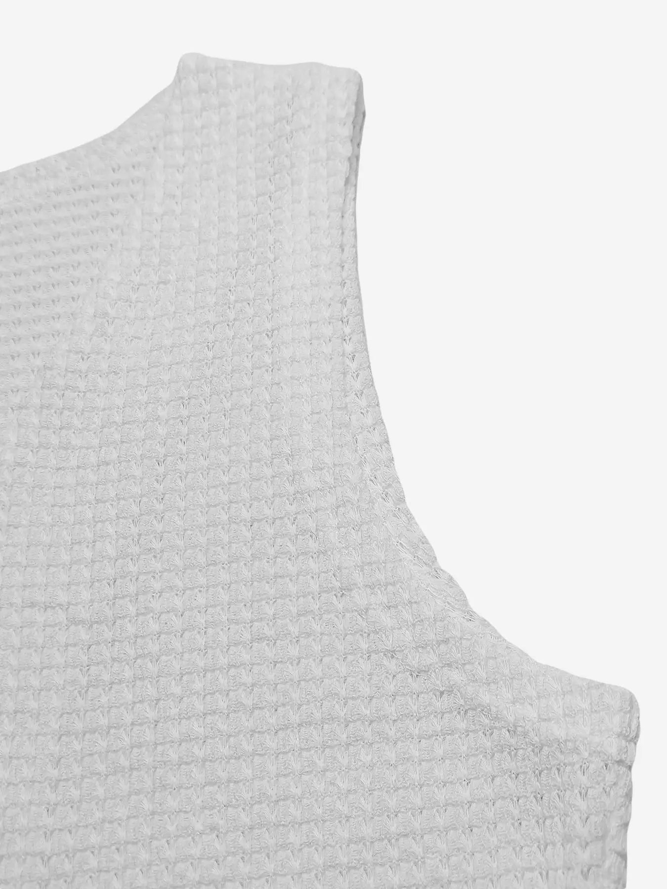 Women's Sleeveless Square Neck Textured Button Front Tank Top for Casual Everyday Layering Style