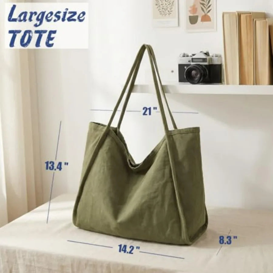 Large Slouchy Canvas Hobo Tote Bag with Relaxed Everyday Shoulder Design