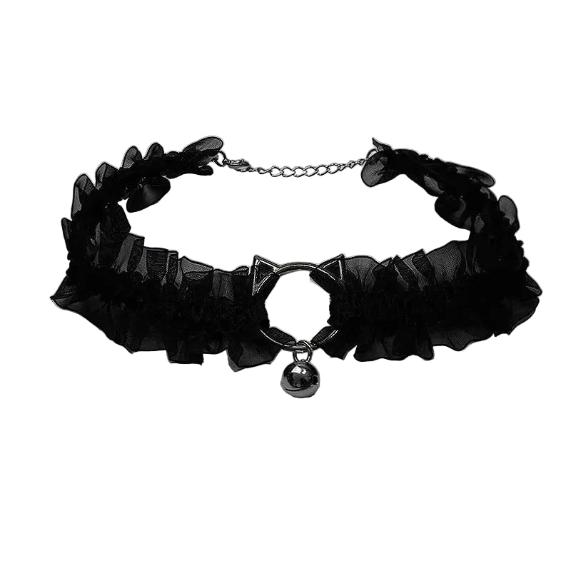 Lace Bell Choker Necklace for Gothic Lolita and Dark Feminine Style