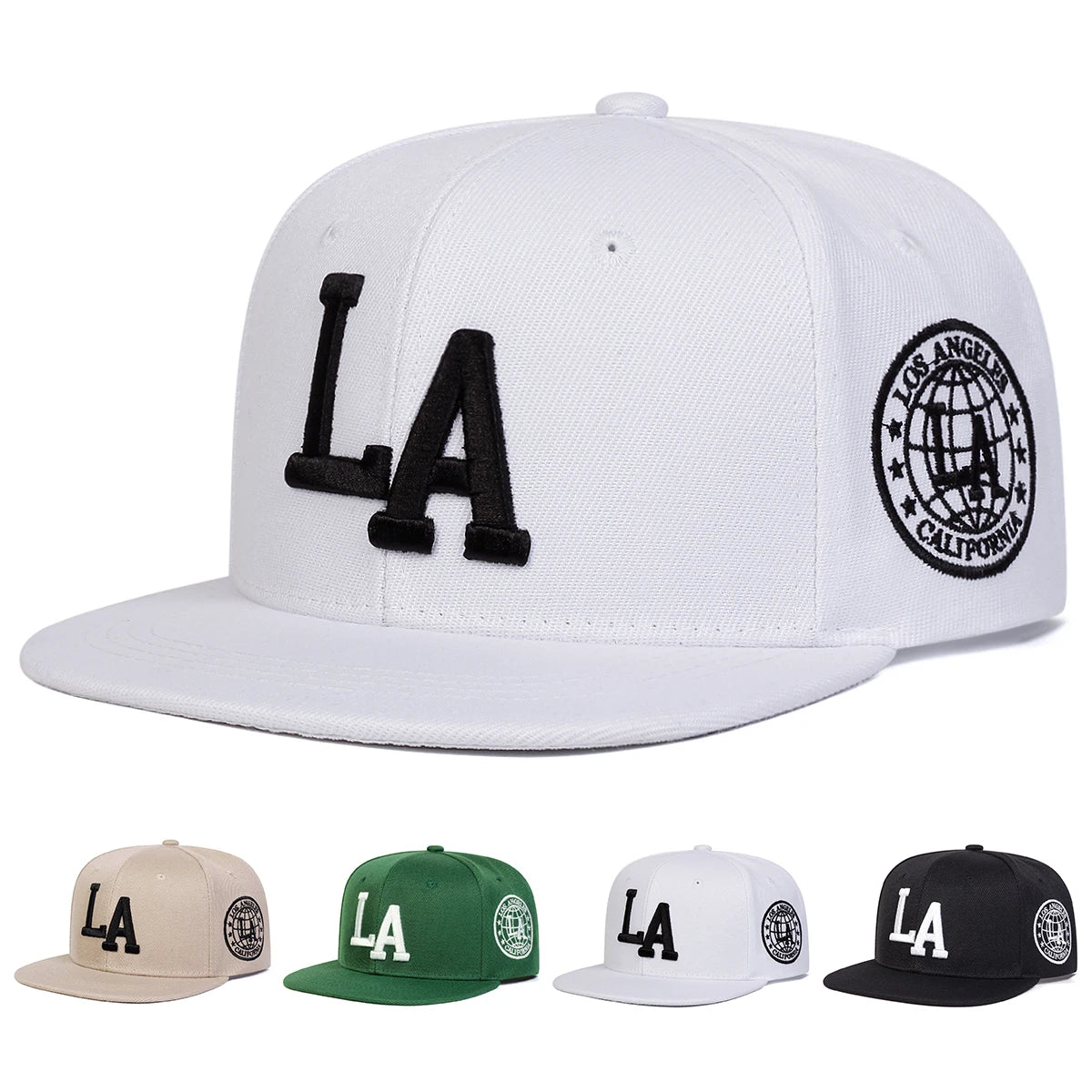 Embroidered Flat Brim Snapback Cap Adjustable Streetwear Hip Hop Fashion Hat