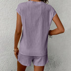 Women's Textured Crinkle Co-Ord Set Relaxed Casual Matching Summer Outfit