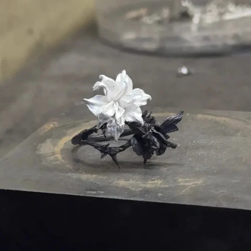 Mandala Flower Statement Ring With Gothic Alternative Artistic Design