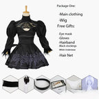 Elaborate Dark Fantasy Gothic Mini Dress with Intricate Embroidery and Puff Sleeves