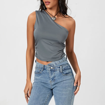 One-Shoulder Tank Top with Relaxed Fit Contemporary Casual Streetwear Style