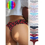 7-Piece Women’s Printed Seamless-Style Briefs Set with Butterfly, Heart and Lip Motifs, Assorted Colors and Playful Design