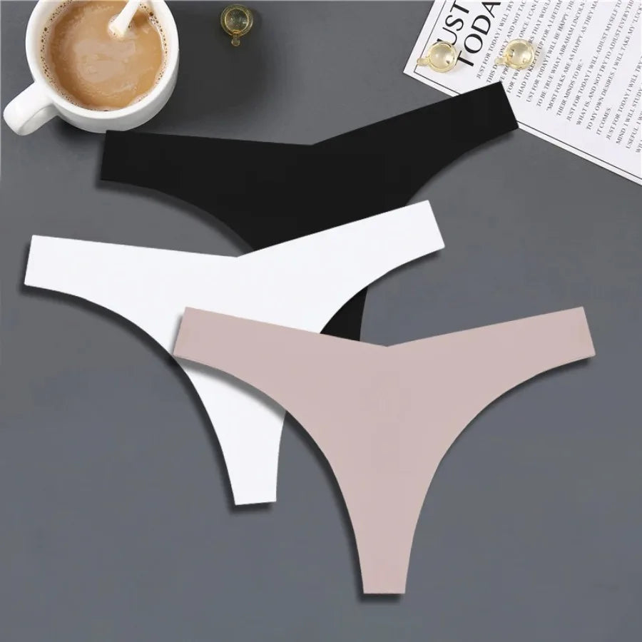 Seamless V-Waist Thong Panties Three-Pack with Smooth Athletic Finish