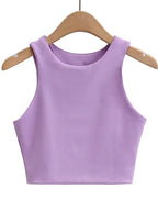 Classic Crew Neck Crop Tank Top with Minimalist Sleeveless Everyday Streetwear Style