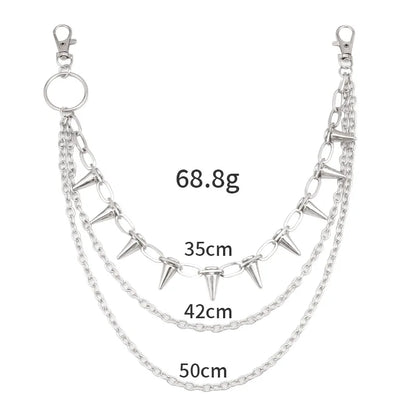 Layered Spike Chain Belt Accessory for Punk, Grunge and Gothic Outfits