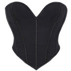 Minimalist Black Strapless Sweetheart Corset with Plunging Neckline