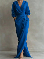 Minimalist Draped Maxi Dress with Relaxed Elegant Fashion Styling