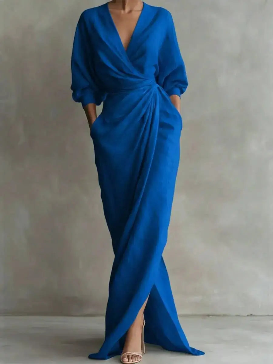 Minimalist Draped Maxi Dress with Relaxed Elegant Fashion Styling