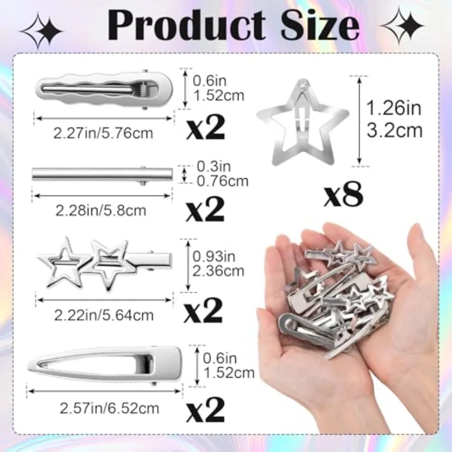 Y2K Star Hair Clip Set Celestial Alternative Fashion Accessories