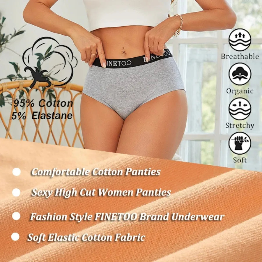 High-Waisted Brief Panties Five-Pack with Wide Statement Elastic Waistband