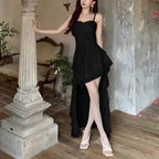 Layered Ruffle Gothic Mini Dress with Alternative Streetwear Aesthetic