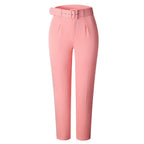 Women's High Waist Tailored Slim Fit Casual Trousers with Straight Leg Design