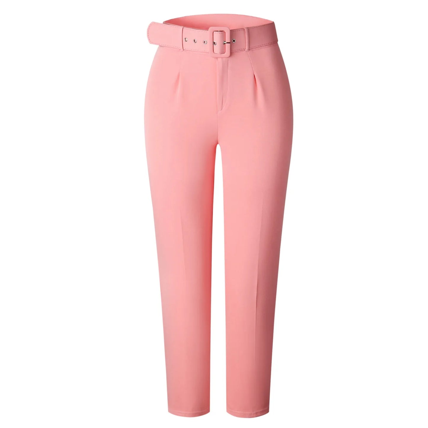 Women's High Waist Tailored Slim Fit Casual Trousers with Straight Leg Design