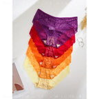 5-Piece Women’s Lace Mid-Rise Briefs Set with Openwork Detailing, Soft Stretch Silhouette and Assorted Feminine Colors