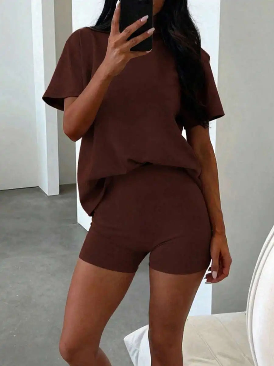 Oversized T Shirt and Shorts Relaxed Summer Lounge Co-Ord Set