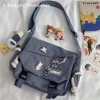 Large Capacity Nylon Crossbody Messenger Bag with Utility Pocket Streetwear Design