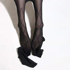 Rhinestone Fishnet Thigh High Tights Sparkling Mesh Alternative Legwear