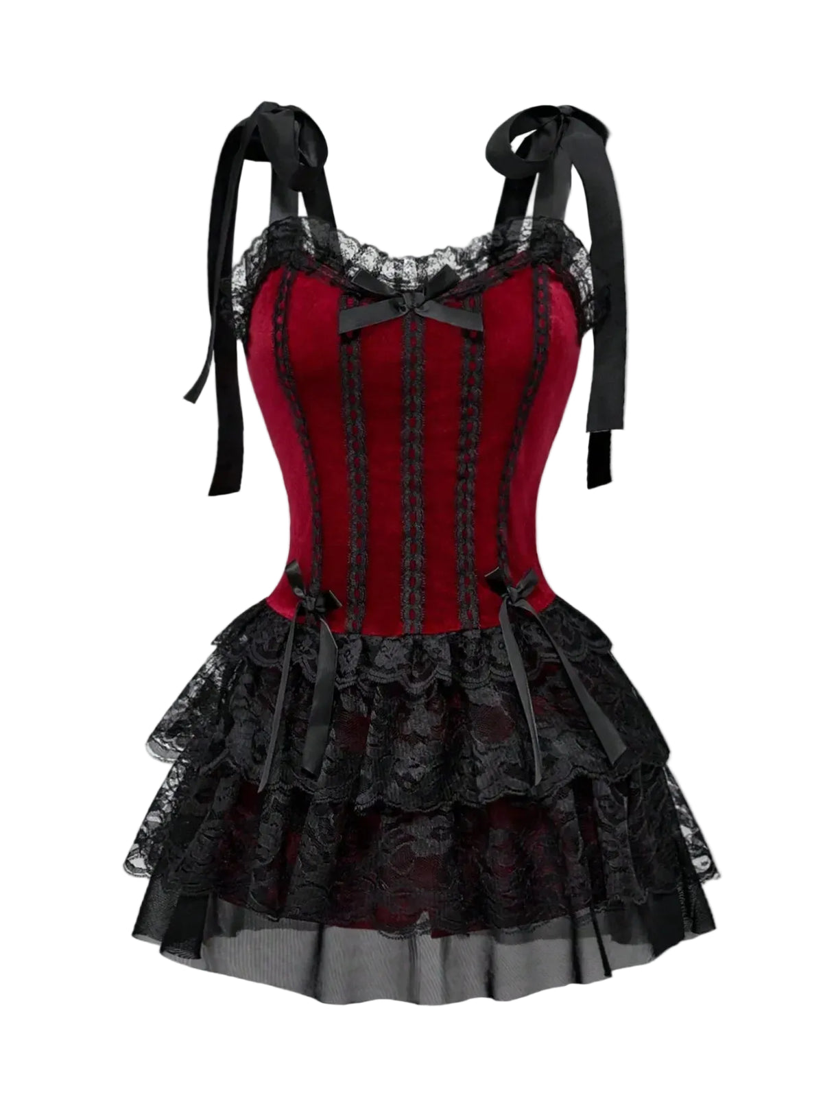 Gothic Corset Ruffle Dress for Alternative Fashion Style - BigCat Streetwear