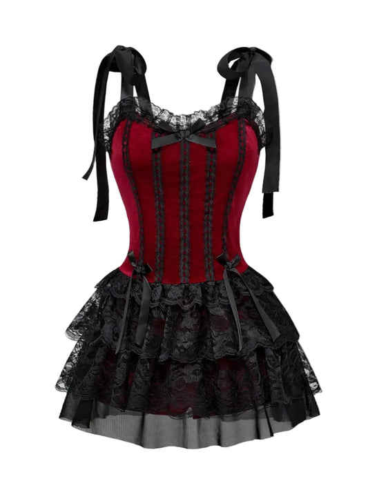 Gothic Corset Ruffle Dress for Alternative Fashion Style