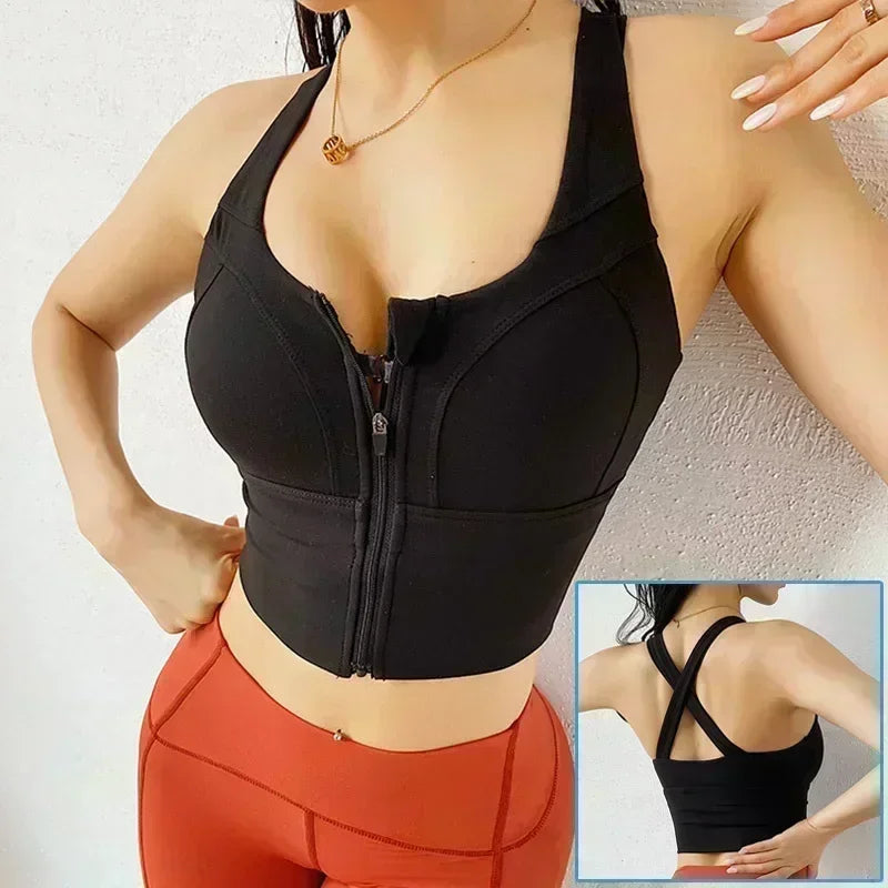 Structured Front-Zip High-Impact Sports Bra with Racerback Support