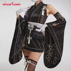 Women's Layered Kimono-Inspired Costume Set with Detached Sleeves, Headband and Matching Accessories