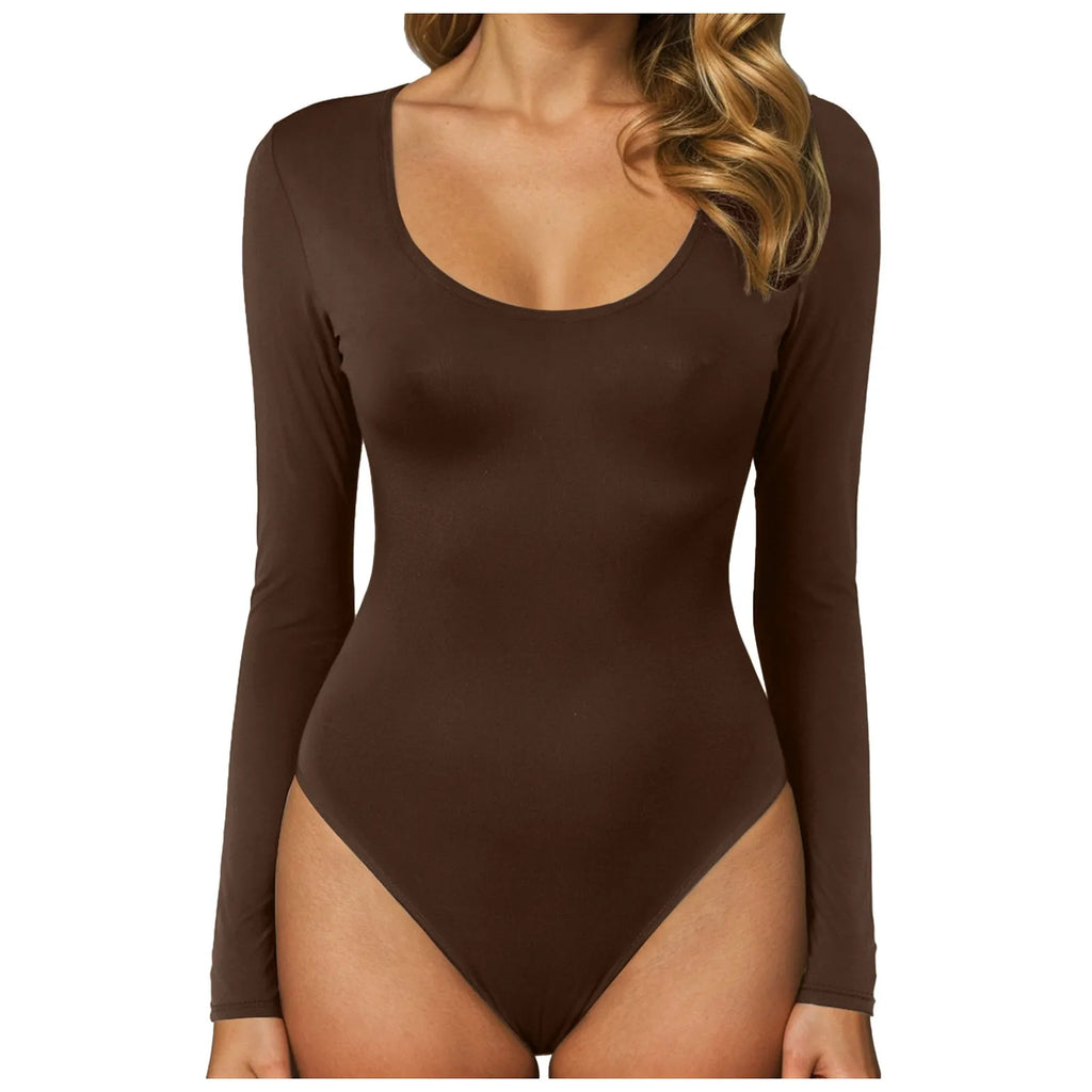 Long Sleeve Seamless Bodycon Bodysuit for Gothic and Alternative Layering